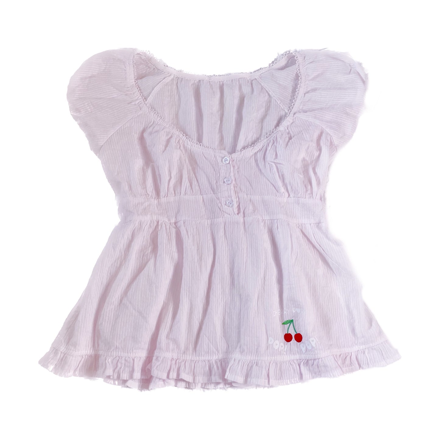 Embroidered Pink Milkmaid Top (ships immediately)