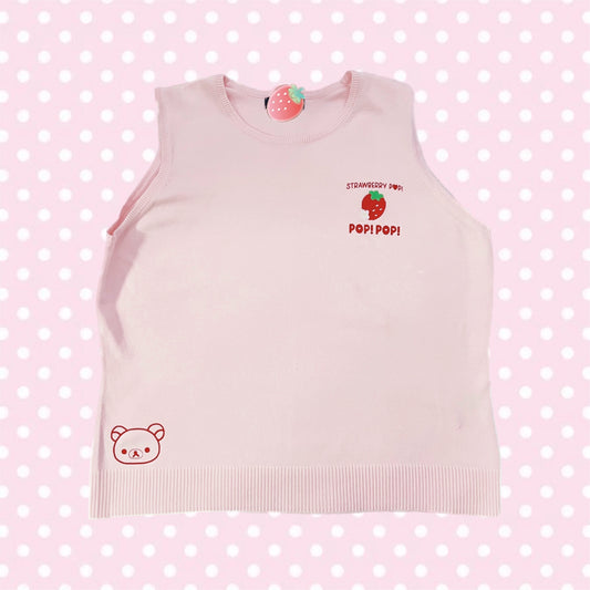 Strawberry Embroidered Vest (ships immediately)