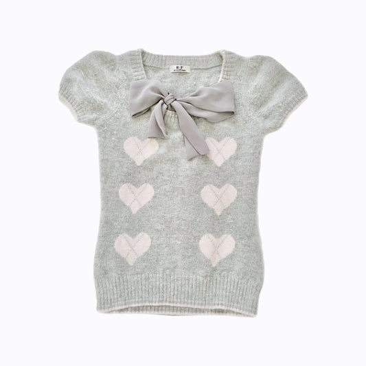 Gray Knit Ribbon Sweater (ships immediately)