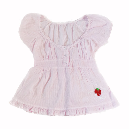Embroidered Pink Milkmaid Top (ships immediately)